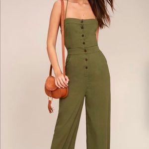 Lulu’s Olive Green Backless Jumpsuit